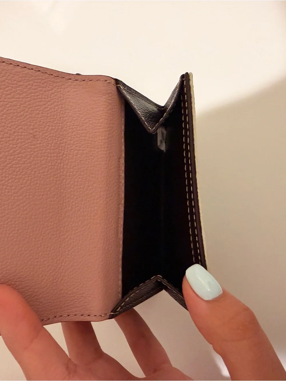 Carolina Herrera Pink and Beige Logo Canvas Trifold Wallet